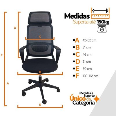 Kit 3 Cadeiras De Escritório Presidente Ergonômica Oficial Corporativa Vinci Apoio Nuca