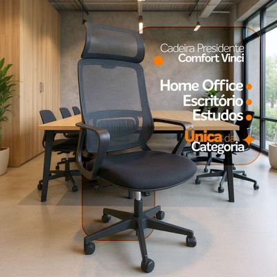 Kit 3 Cadeiras De Escritório Presidente Ergonômica Oficial Corporativa Vinci Apoio Nuca