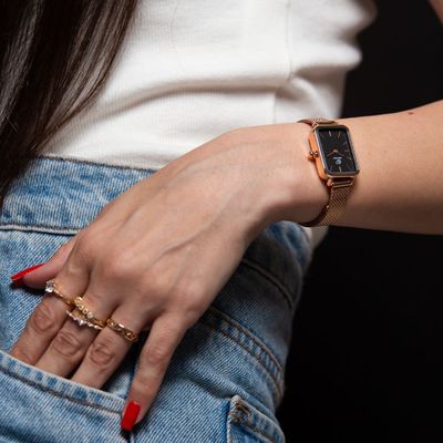 Relógio Feminino Quadrado Casual Elegante Analógico New Port
