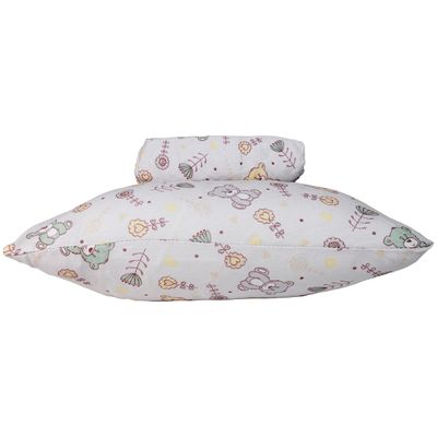 Jogo de Lençol KazzaVip Baby Malha 100% Algodão Berço Americano Estampado Ursinho Feliz Com Elástico 2 Peças Bege