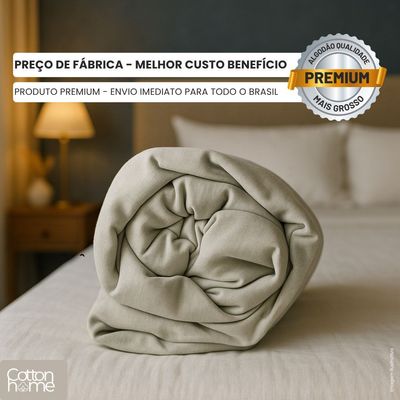 Lençol King 100% Algodão Com Elástico Premium Azul
