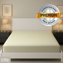 Lençol Casal 100% Algodão Com Elástico Premium Off White