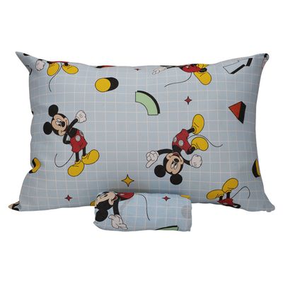 Jogo de Lençol KazzaVip Solteiro Malha Mista 70% Algodão e 30% Poliéster Estampado Disney Mickey Formas Kids 2 Peças Azul
