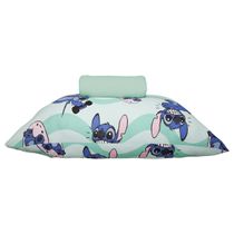Jogo de Lençol KazzaVip Solteiro Malha 100% Algodão Play Disney Stitch Fit 2 Peças Verde