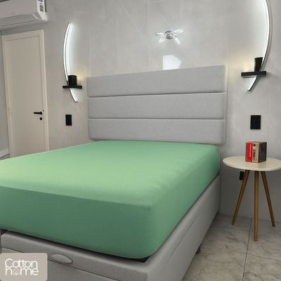 Lençol Casal 100% Algodão Com Elástico Decorare Verde