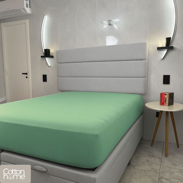 Lençol Casal 100% Algodão Com Elástico Decorare Verde