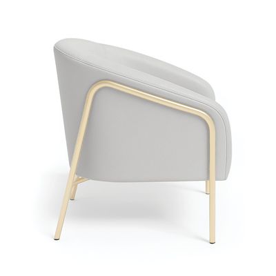 Poltrona Sala Decorativa Kit 2 Stella Base Alta Tubo Champanhe Sintético Cinza D03 - D'Rossi