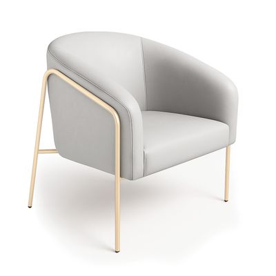 Poltrona Sala Decorativa Kit 2 Stella Base Alta Tubo Champanhe Sintético Cinza D03 - D'Rossi