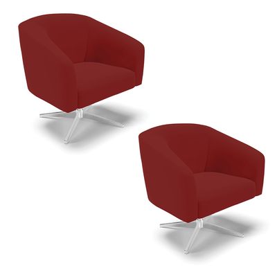 Poltrona Sala Decorativa Kit 2 Stella Base Giratória Cromada Veludo Mostarda D03 - D'Rossi