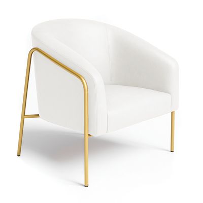 Poltrona Sala Industrial Alta Dourado Stella Sintético PU Branco D03 - D'Rossi