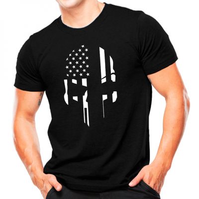 Camiseta Militar Estampada Caveira USA Preto P