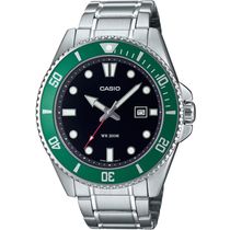 Relógio Casio Masculino Ref:Mdv-107d-3avdf Duro Diver Prateado