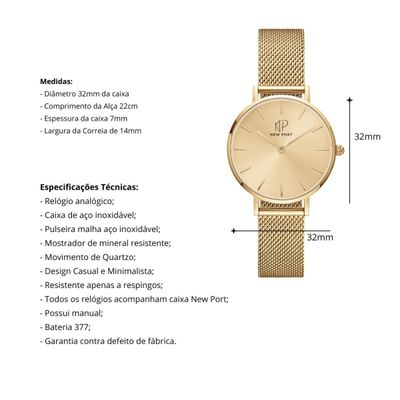 Relógio Feminino Dourado Elegante Delicado Com Bracelete