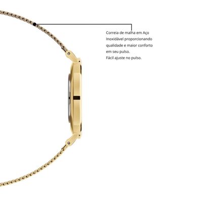 Relógio Feminino Dourado Delicado Casual Elegante New Port