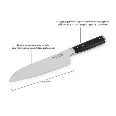 FACA KITCHENAID SANTOKU 31CM 7'' COM CAPA PROTETORA KOG7IKSSOHOBA