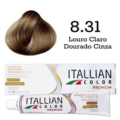 Coloração 8.31 Louro Claro Dourado Cinza Itallian 60G