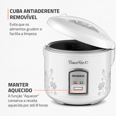 Panela Elétrica de Arroz Mondial Bianca Rice PE-10 10 Xícaras - Branca Branco / 110