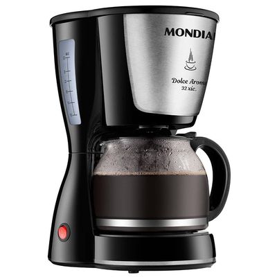 Cafeteira Elétrica Mondial Dolce Arome Inox C-32I 32 Xícaras - Preta Inox,Preto / 110