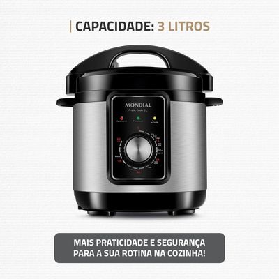 Panela Elétrica de Pressão Mondial PE-47 Pratic Cook 3L - Inox Preto,Inox / 220
