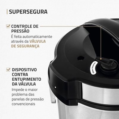 Panela Elétrica de Pressão Mondial PE-47 Pratic Cook 3L - Inox Preto,Inox / 220
