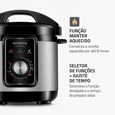 Panela Elétrica de Pressão Mondial PE-47 Pratic Cook 3L - Inox Preto,Inox / 220