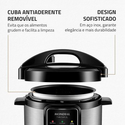 Panela Elétrica de Pressão Mondial PE-47 Pratic Cook 3L - Inox Preto,Inox / 220