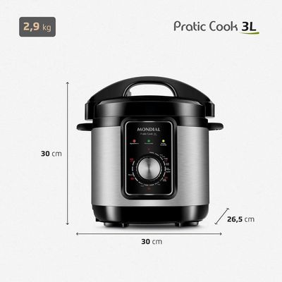 Panela Elétrica de Pressão Mondial PE-47 Pratic Cook 3L - Inox Preto,Inox / 220