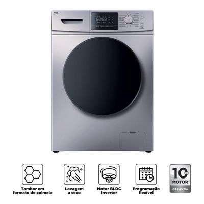 Lava e Seca TCL 11kg/7kg com Motor BLDC Inverter e Sistema Air Wash C311WDS - Prata Prata / 220