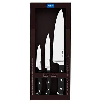 Conjunto de Facas Brinox em Aço Inox e ABS Infinity – 3 Peças Preto