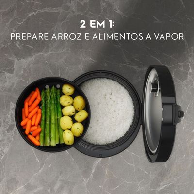 Panela Elétrica de Arroz Electrolux Efficient ERC20 por Rita Lobo com Trava de Segurança 3,5L – Inox e Preta Preto,Aço escovado / 110