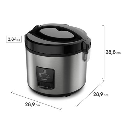 Panela Elétrica de Arroz Electrolux Efficient ERC20 por Rita Lobo com Trava de Segurança 3,5L – Inox e Preta Preto,Aço escovado / 110