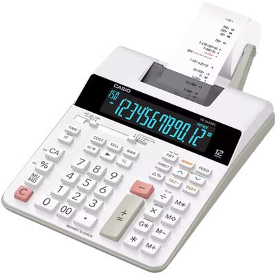 Calculadora com Bobina, Display LCD, 2.0 Linha , com Rela"gio e Calendario, FR-2650RC-B-DC Branca