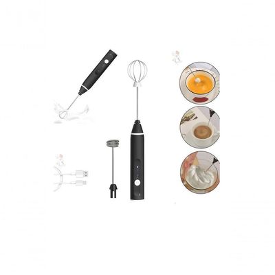 Mini Mixer Portátil Usb Com 3 Velocidades – Espumador De Leite, Batedor De Ovos, Whey E Shakes Preto