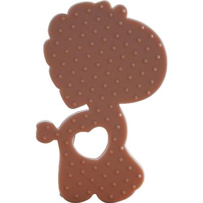 Mordedor Girafa Funny Para Bebê De Silicone 7,03x6,55x0,83cm Marrom