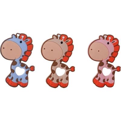 Mordedor Girafa Funny Para Bebê De Silicone 7,03x6,55x0,83cm Marrom