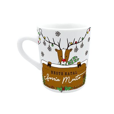 Caneca De Porcelana Com Coador Rena - Natal Mágico