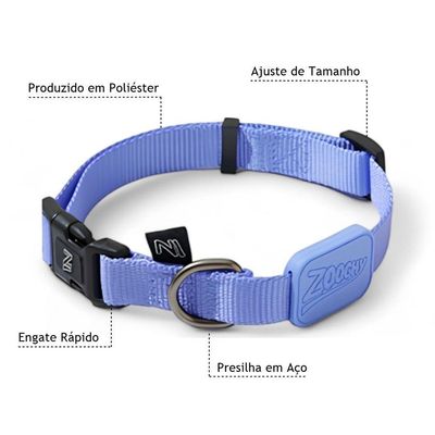 Coleira Ajustável E Guia Para Cães Violeta - P