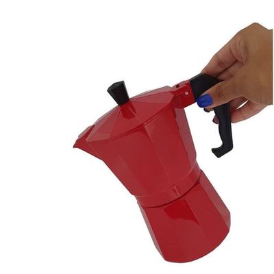 Cafeteira Italiana Vermelha 6 Xicaras Moka Grande Cafe Expresso Cafezinho Manual