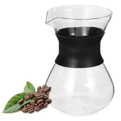 Cafeteira Vidro Com Coador Inox Filtro Passador Cafe 400ml Bule Jarra Manual Boro Borossilicato