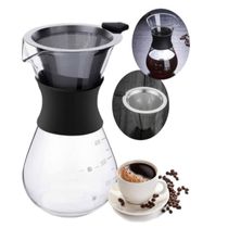 Cafeteira Vidro Com Coador Inox Filtro Passador Cafe 400ml Bule Jarra Manual Boro Borossilicato