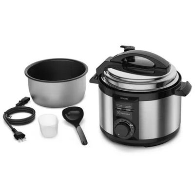Panela De Pressão Elétrica Electrolux 3L Efficient Por Rita Lobo Pce15 Preta Com Inox 110V