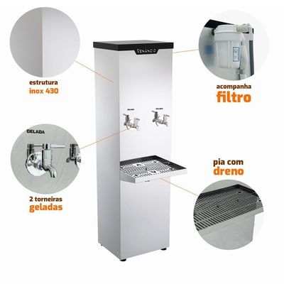 Kit Bebedouro Industrial 25 Litros Refrigerado Inox Bi25l 220V + Filtro - Venâncio 220V