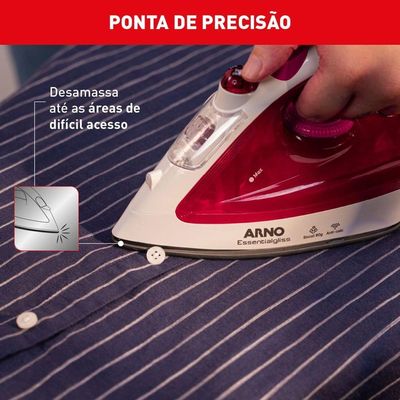 Ferro De Passar A Vapor Essentialgliss Arno FMQ Rosa E Branco 110V