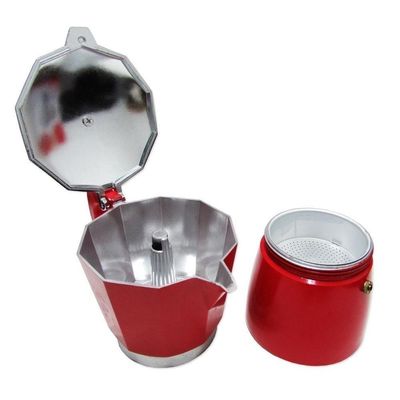 Cafeteira Italiana Vermelha 6 Xicaras Grande Cafe Expresso Cafezinho Manual Premium Vintage Luxo