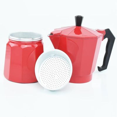 Cafeteira Italiana Vermelha 6 Xicaras Grande Cafe Expresso Cafezinho Manual Premium Vintage Luxo