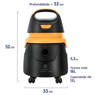 Aspirador Electrolux Água Pó 1250W AQP20 Preto/Amarelo 110V