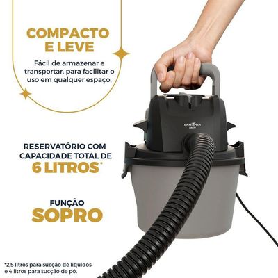 Aspirador De Pó E água Britânia 6L 1500W BAS71 110V