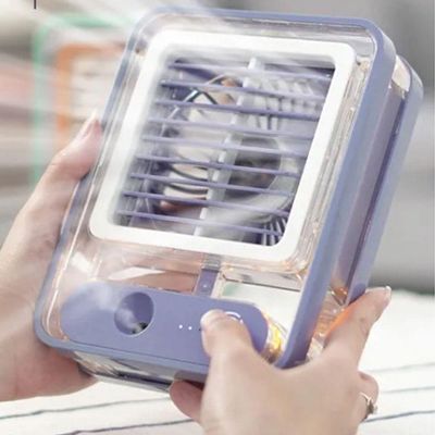 Ventilador Umidificador De Mesa Touch 3 Velocidades Led Usb Portatil Silencioso
