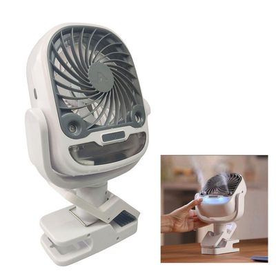 Ventilador Umidificador De Mesa Garra Bateria Recarregavel Usb 3 Velocidades 360 Graus
