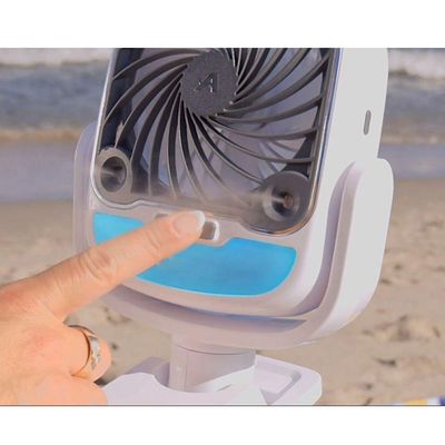 Ventilador Umidificador De Mesa Garra Bateria Recarregavel Usb 3 Velocidades 360 Graus